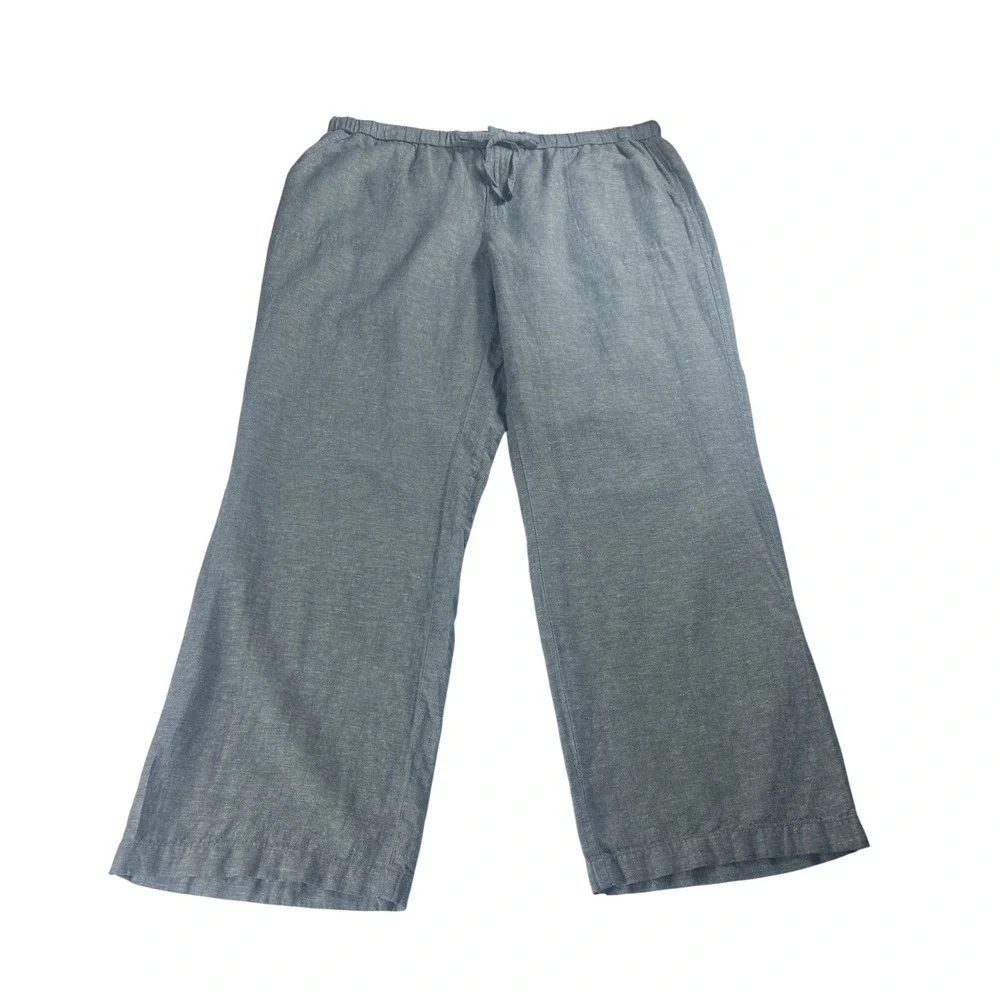 Liz‎ Claiborne Womens XL Wide Leg Linen Blend Pants Dark Forest Green 343436 NWT